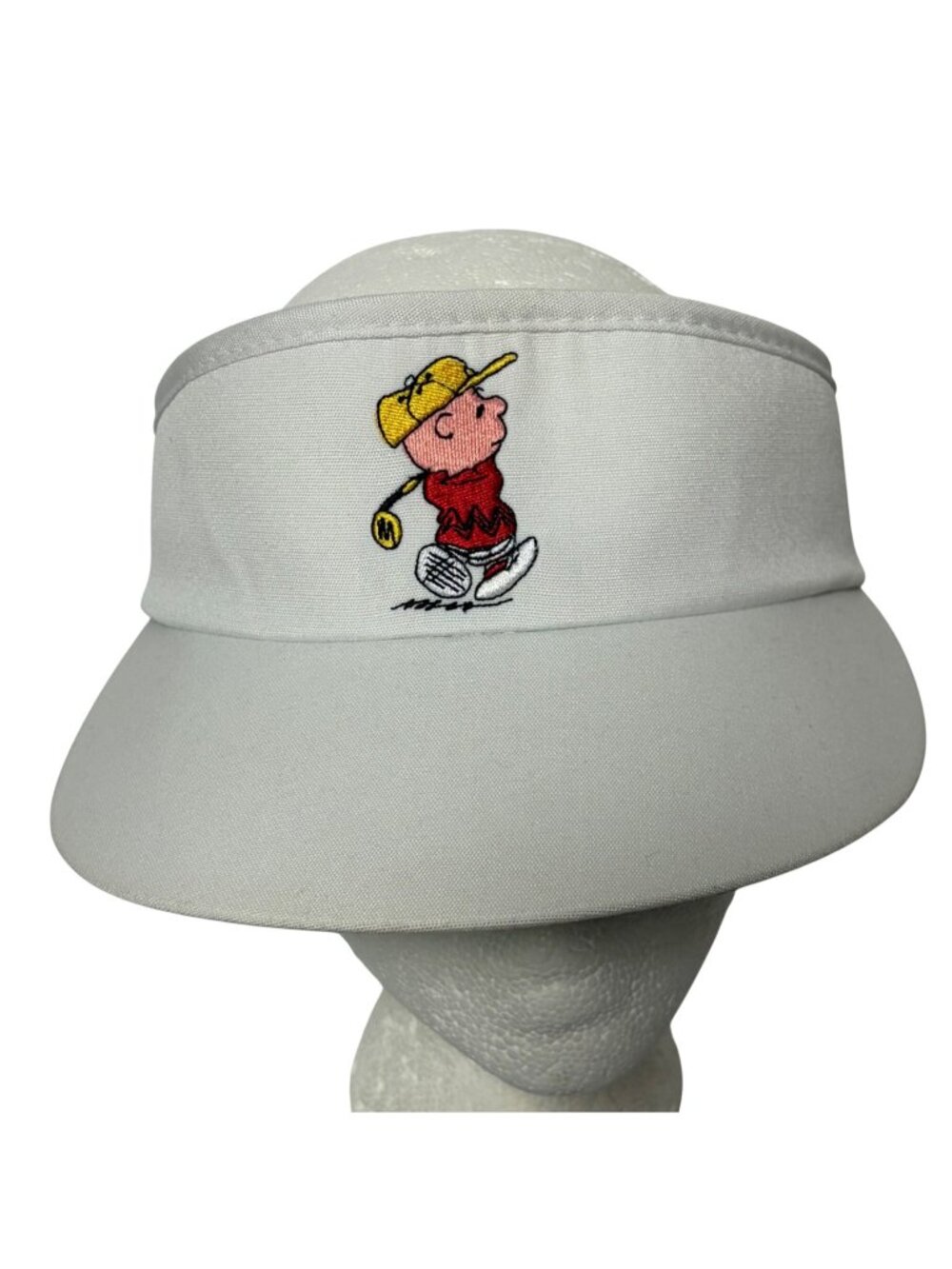 Vintage Charlie Brown Golf Visor Peanuts Headwear Town Talk White Made in USA